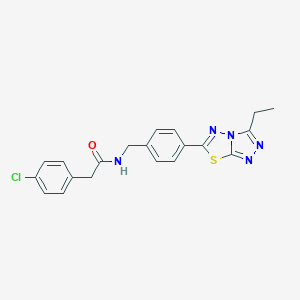 molecular formula C20H18ClN5OS B243304 2-(4-chlorophenyl)-N-[4-(3-ethyl[1,2,4]triazolo[3,4-b][1,3,4]thiadiazol-6-yl)benzyl]acetamide 