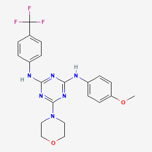 molecular formula C21H21F3N6O2 B2433072 N2-(4-Methoxyphenyl)-6-Morpholino-N4-(4-(Trifluormethyl)phenyl)-1,3,5-Triazin-2,4-diamin CAS No. 1018156-10-9