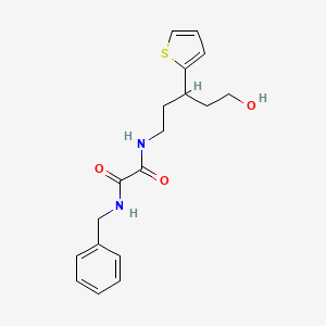 molecular formula C18H22N2O3S B2433080 N1-benzyl-N2-(5-hydroxy-3-(thiophen-2-yl)pentyl)oxalamide CAS No. 2034510-75-1