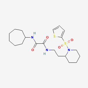 molecular formula C20H31N3O4S2 B2433092 N1-cycloheptyl-N2-(2-(1-(thiophen-2-ylsulfonyl)piperidin-2-yl)ethyl)oxalamide CAS No. 898425-74-6