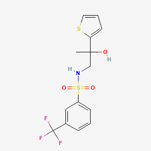 molecular formula C14H14F3NO3S2 B2433097 N-(2-hydroxy-2-(thiophen-2-yl)propyl)-3-(trifluoromethyl)benzenesulfonamide CAS No. 1351611-32-9