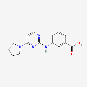 molecular formula C15H16N4O2 B2433101 3-((4-(ピロリジン-1-イル)ピリミジン-2-イル)アミノ)安息香酸 CAS No. 1239757-39-1