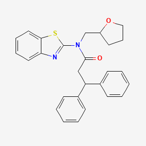 molecular formula C27H26N2O2S B2433106 N-(benzo[d]thiazol-2-yl)-3,3-diphenyl-N-((tetrahydrofuran-2-yl)methyl)propanamide CAS No. 1170501-73-1