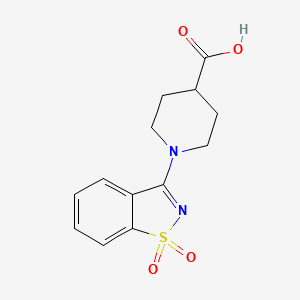 molecular formula C13H14N2O4S B2433107 1-(1,1-Dioxo-1,2-benzothiazol-3-yl)piperidine-4-carboxylic acid CAS No. 851170-85-9