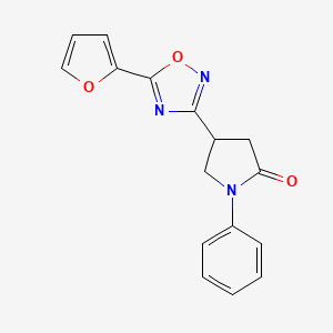 molecular formula C16H13N3O3 B2433108 4-(5-(Furan-2-yl)-1,2,4-oxadiazol-3-yl)-1-phenylpyrrolidin-2-one CAS No. 1172257-66-7