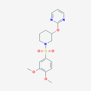 molecular formula C17H21N3O5S B2433109 2-((1-((3,4-Dimethoxyphenyl)sulfonyl)piperidin-3-yl)oxy)pyrimidine CAS No. 2034576-67-3