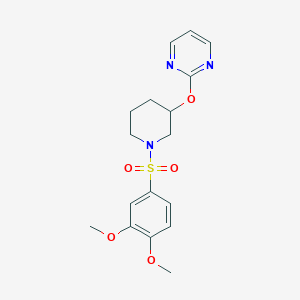 molecular formula C17H21N3O5S B2433109 2-((1-((3,4-二甲氧基苯基)磺酰基)哌啶-3-基)氧基)嘧啶 CAS No. 2034576-67-3