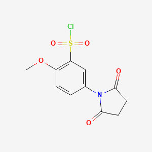 molecular formula C11H10ClNO5S B2433117 5-(2,5-二氧代吡咯烷-1-基)-2-甲氧基苯基-1-磺酰氯 CAS No. 927999-69-7