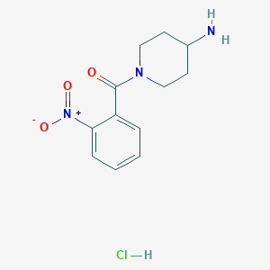 molecular formula C12H16ClN3O3 B2433122 (4-氨基哌啶-1-基)(2-硝基苯基)甲酮盐酸盐 CAS No. 1158501-49-5