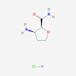 molecular formula C5H11ClN2O2 B2433124 (2S,3R)-3-氨基恶唑烷-2-甲酰胺;盐酸盐 CAS No. 2375250-95-4