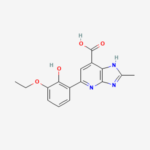 molecular formula C16H15N3O4 B2433127 5-(3-エトキシ-2-ヒドロキシフェニル)-2-メチル-3H-イミダゾ[4,5-b]ピリジン-7-カルボン酸 CAS No. 1021113-28-9