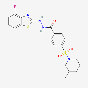 molecular formula C20H21FN4O3S2 B2433137 N'-(4-fluorobenzo[d]thiazol-2-yl)-4-((3-methylpiperidin-1-yl)sulfonyl)benzohydrazide CAS No. 851978-92-2