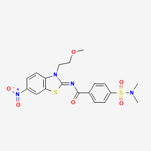 molecular formula C19H20N4O6S2 B2433139 (Z)-4-(N,N-dimethylsulfamoyl)-N-(3-(2-methoxyethyl)-6-nitrobenzo[d]thiazol-2(3H)-ylidene)benzamide CAS No. 864976-65-8