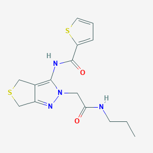 molecular formula C15H18N4O2S2 B2433145 N-{2-[(Propylcarbamoyl)methyl]-2H,4H,6H-thieno[3,4-c]pyrazol-3-yl}thiophen-2-carbonsäureamid CAS No. 1105246-65-8