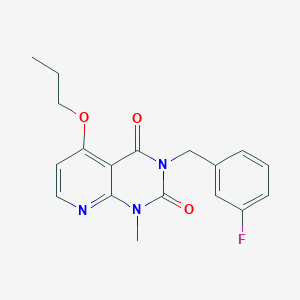 molecular formula C18H18FN3O3 B2433146 3-(3-フルオロベンジル)-1-メチル-5-プロポキシピリド[2,3-d]ピリミジン-2,4(1H,3H)-ジオン CAS No. 921464-96-2