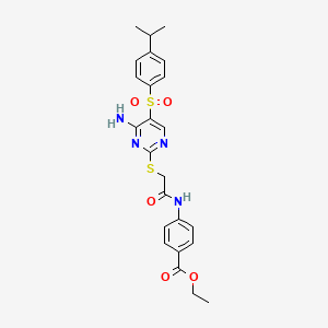 Ethyl 4-(2-((4-amino-5-((4-isopropylphenyl)sulfonyl)pyrimidin-2-yl)thio)acetamido)benzoate