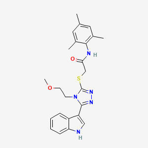 2-((5-(1H-indol-3-yl)-4-(2-methoxyethyl)-4H-1,2,4-triazol-3-yl)thio)-N-mesitylacetamide