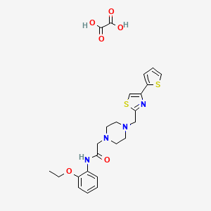 molecular formula C24H28N4O6S2 B2433164 草酸2-(4-((4-(噻吩-2-基)噻唑-2-基)甲基)哌嗪-1-基)-N-(2-乙氧基苯基)乙酰胺 CAS No. 1351614-23-7