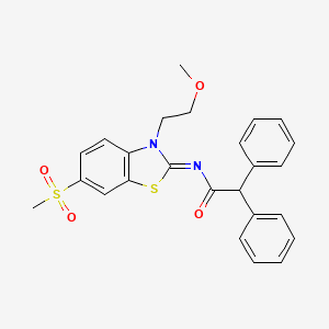 molecular formula C25H24N2O4S2 B2433174 N-[3-(2-methoxyethyl)-6-methylsulfonyl-1,3-benzothiazol-2-ylidene]-2,2-diphenylacetamide CAS No. 864977-29-7