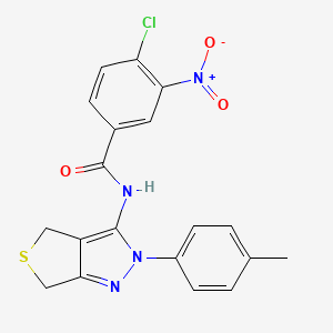 molecular formula C19H15ClN4O3S B2433191 4-chloro-N-[2-(4-methylphenyl)-4,6-dihydrothieno[3,4-c]pyrazol-3-yl]-3-nitrobenzamide CAS No. 396721-82-7