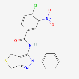 molecular formula C19H15ClN4O3S B2433191 4-氯-3-硝基-N-(2-(对甲苯基)-4,6-二氢-2H-噻吩并[3,4-c]吡唑-3-基)苯甲酰胺 CAS No. 396721-82-7