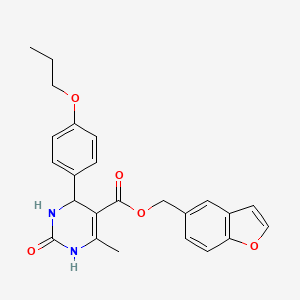 molecular formula C24H24N2O5 B2433194 1-Benzofuran-5-ylmethyl 6-methyl-2-oxo-4-(4-propoxyphenyl)-3,4-dihydro-1H-pyrimidine-5-carboxylate CAS No. 2137867-49-1