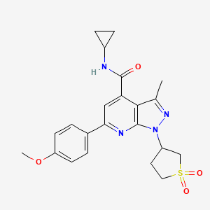 molecular formula C22H24N4O4S B2433197 N-环丙基-1-(1,1-二氧化四氢噻吩-3-基)-6-(4-甲氧基苯基)-3-甲基-1H-吡唑并[3,4-b]吡啶-4-甲酰胺 CAS No. 1021055-09-3