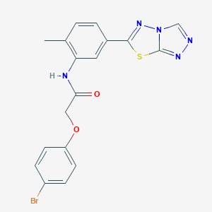 molecular formula C18H14BrN5O2S B243320 2-(4-bromophenoxy)-N-(2-methyl-5-[1,2,4]triazolo[3,4-b][1,3,4]thiadiazol-6-ylphenyl)acetamide 