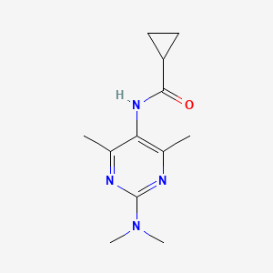 molecular formula C12H18N4O B2433200 N-(2-(二甲氨基)-4,6-二甲基嘧啶-5-基)环丙烷甲酰胺 CAS No. 1448027-01-7