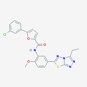 molecular formula C23H18ClN5O3S B243321 5-(3-chlorophenyl)-N-[5-(3-ethyl[1,2,4]triazolo[3,4-b][1,3,4]thiadiazol-6-yl)-2-methoxyphenyl]-2-furamide 