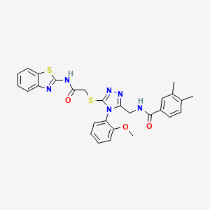 N-((5-((2-(benzo[d]thiazol-2-ylamino)-2-oxoethyl)thio)-4-(2-methoxyphenyl)-4H-1,2,4-triazol-3-yl)methyl)-3,4-dimethylbenzamide