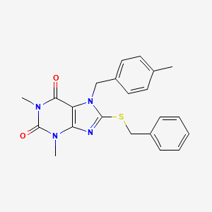 molecular formula C22H22N4O2S B2433223 8-(benzylthio)-1,3-dimethyl-7-(4-methylbenzyl)-1H-purine-2,6(3H,7H)-dione CAS No. 941874-28-8