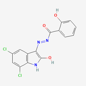 molecular formula C15H9Cl2N3O3 B2433231 (E)-N'-(5,7-dichloro-2-oxoindolin-3-ylidene)-2-hydroxybenzohydrazide CAS No. 326619-07-2