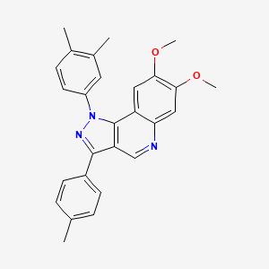 molecular formula C27H25N3O2 B2433235 1-(3,4-dimethylphenyl)-7,8-dimethoxy-3-(4-methylphenyl)-1H-pyrazolo[4,3-c]quinoline CAS No. 901245-97-4