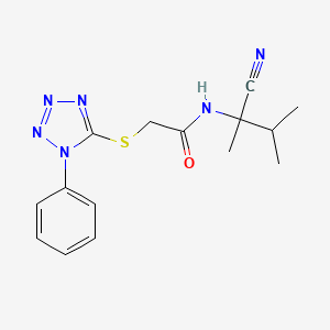 molecular formula C15H18N6OS B2433239 N-(2-cyano-3-methylbutan-2-yl)-2-(1-phenyltetrazol-5-yl)sulfanylacetamide CAS No. 849824-06-2