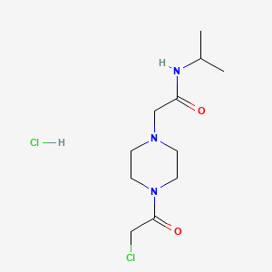 molecular formula C11H21Cl2N3O2 B2433249 1-イソプロピル-N-[4-(クロロアセチル)ピペラジン-1-イル]アセトアミド塩酸塩 CAS No. 1052531-90-4