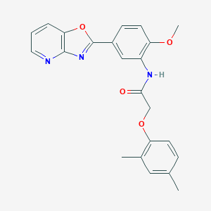 molecular formula C23H21N3O4 B243325 2-(2,4-dimethylphenoxy)-N-(2-methoxy-5-[1,3]oxazolo[4,5-b]pyridin-2-ylphenyl)acetamide 