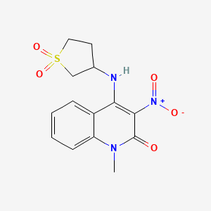 molecular formula C14H15N3O5S B2433253 4-((1,1-dioxidotetrahydrothiophen-3-yl)amino)-1-methyl-3-nitroquinolin-2(1H)-one CAS No. 850158-86-0