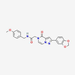 molecular formula C23H20N4O5 B2433263 2-[2-(1,3-benzodioxol-5-yl)-4-oxopyrazolo[1,5-a]pyrazin-5(4H)-yl]-N-(4-methoxybenzyl)acetamide CAS No. 1189687-41-9