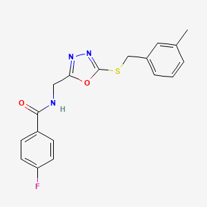 4-fluoro-N-((5-((3-methylbenzyl)thio)-1,3,4-oxadiazol-2-yl)methyl)benzamide