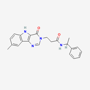 molecular formula C22H22N4O2 B2433270 3-(8-methyl-4-oxo-4,5-dihydro-3H-pyrimido[5,4-b]indol-3-yl)-N-(1-phenylethyl)propanamide CAS No. 1105246-84-1