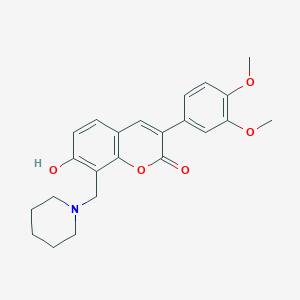 molecular formula C23H25NO5 B2433271 3-(3,4-dimethoxyphenyl)-7-hydroxy-8-(piperidin-1-ylmethyl)-2H-chromen-2-one CAS No. 869081-09-4