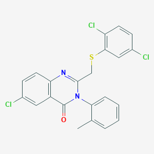 molecular formula C22H15Cl3N2OS B2433279 6-氯-2-[(2,5-二氯苯基)硫代甲基]-3-(2-甲基苯基)喹唑啉-4-酮 CAS No. 338965-73-4