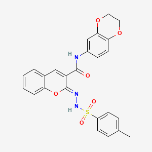 molecular formula C25H21N3O6S B2433289 (2Z)-N-(2,3-二氢-1,4-苯并二氧杂环-6-基)-2-[(4-甲苯磺酰基)肼基亚基]色烯-3-羧酰胺 CAS No. 866349-33-9