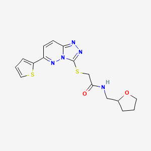 molecular formula C16H17N5O2S2 B2433296 N-((tetrahydrofuran-2-yl)methyl)-2-((6-(thiophen-2-yl)-[1,2,4]triazolo[4,3-b]pyridazin-3-yl)thio)acetamide CAS No. 894051-34-4