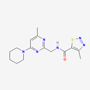 4-methyl-N-((4-methyl-6-(piperidin-1-yl)pyrimidin-2-yl)methyl)-1,2,3-thiadiazole-5-carboxamide