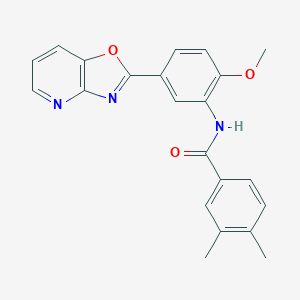 molecular formula C22H19N3O3 B243331 N-(2-methoxy-5-[1,3]oxazolo[4,5-b]pyridin-2-ylphenyl)-3,4-dimethylbenzamide 