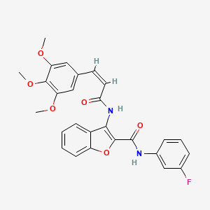 (Z)-N-(3-fluorophenyl)-3-(3-(3,4,5-trimethoxyphenyl)acrylamido)benzofuran-2-carboxamide