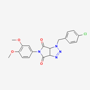 molecular formula C19H17ClN4O4 B2433321 1-(4-chlorobenzyl)-5-(3,4-dimethoxyphenyl)-3a,6a-dihydropyrrolo[3,4-d][1,2,3]triazole-4,6(1H,5H)-dione CAS No. 1009579-43-4