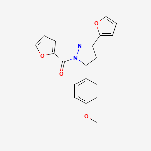 molecular formula C20H18N2O4 B2433323 5-(4-乙氧苯基)-1-(呋喃-2-羰基)-3-(呋喃-2-基)-4,5-二氢-1H-吡唑 CAS No. 899350-91-5